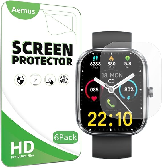 Screen Protector Compatible for Yoever IDW20 / T70 Smart Watch 1.91" | Clear TPU Soft Film (6 Pack) Compatible for Jugeman Soudorv Fitness Watch Screen Film, Compatible for uaue ai smartwatch