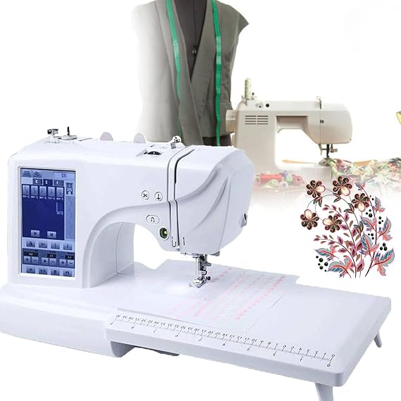 Automatic Sewing Machine, Computerized Embroidery Machine 158 Built-in Designs, LCD Touch Screen, 210 Built-in Letters and 30 Pattern Borders, with 4" x 9.2" Embroidery Area, Sewing Made Easy