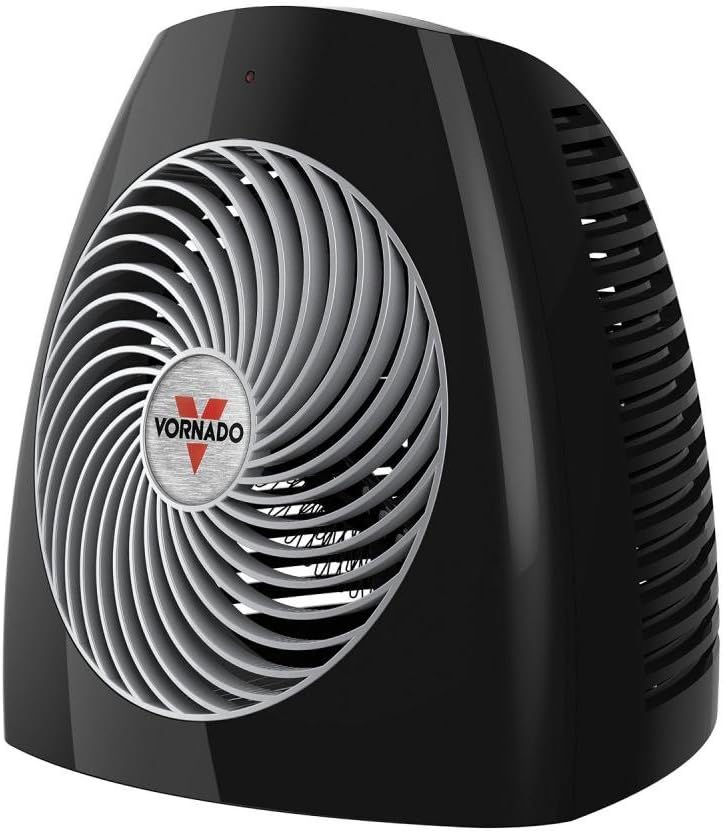Vornado MVH Space Heater 3 Heat Settings Adjustable Thermostat Tip-Over Protection Auto Safety Shut-Off System Indoor Use Whole Room Black