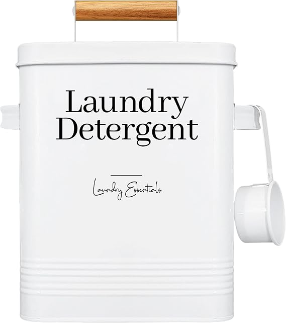 Modern Farmhouse Laundry Detergent Container for Laundry Decor (White)