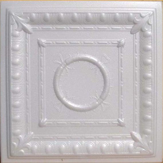 Antique Ceilings Ancona White (Foam) Ceiling Tile - Decorative Ceiling Tile Easy Glue up DIY