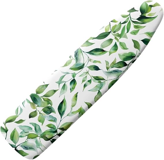 Green Leaves Ironing Board Cover Standard Size 15 x 54 Stain Resistant Fasteners Elastic Edge Ironing Cover