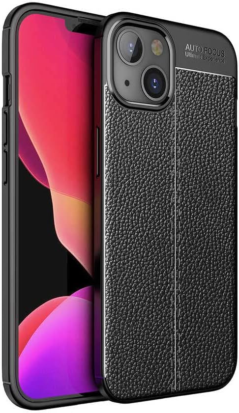 Coverzone, iPhone 14 ile uyumlu kılıf Deri soft case tozdan ve Kirden Koruyan Niss Silikon iPhone 14, ile uyumlu Deri Görünümlü Siyah Kılıf