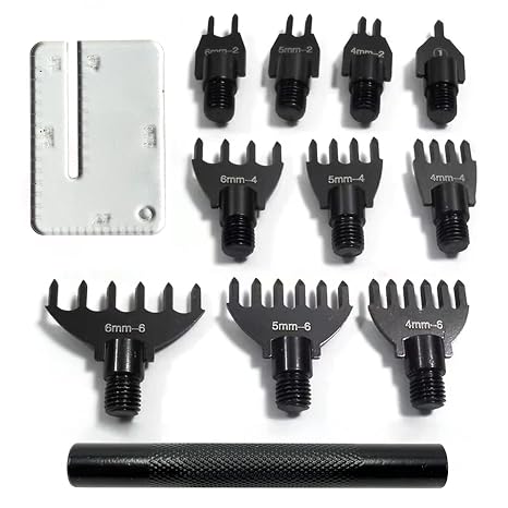 Leather Prong Punch Set with Aid Plate, Replaceable 4/5/6mm Steel Prong Leather Stitching Punch Tool