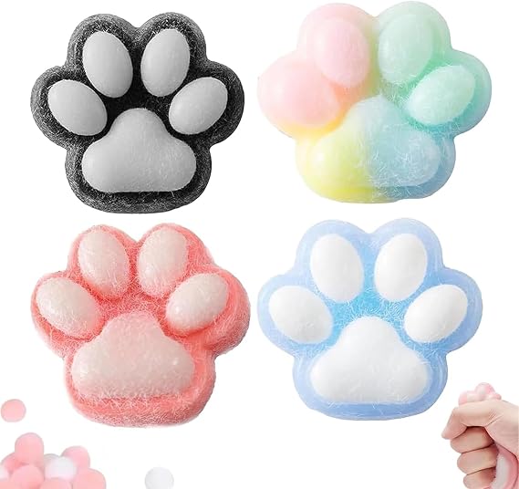 4Pcs Taba Squishy, Cat Paw Squishy, Taba Squishy Paw, Funny Novelty Cute Animals Stress Relieving Fidget Toy for Boys Girls Birthday Party Gifts, Anxiety&Relaxation for Adults Kids Teenage