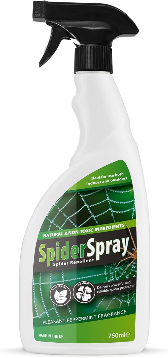 Spider Repellent Spray 750ml - Peppermint & Geraniol - Natural Eco Friendly Indoor & Outdoor Pest Control - Safer Alternative to Spider Killer Sprays