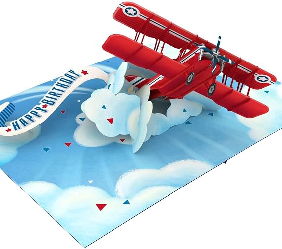 papercrush® Pop Up Card Happy Birthday Aeroplane - Funny 3D Birthday Card for Boys and Men, Special Congratulations Card for him (Son, Dad, Grandson or Husband), Invitation for Kids Birthday Party