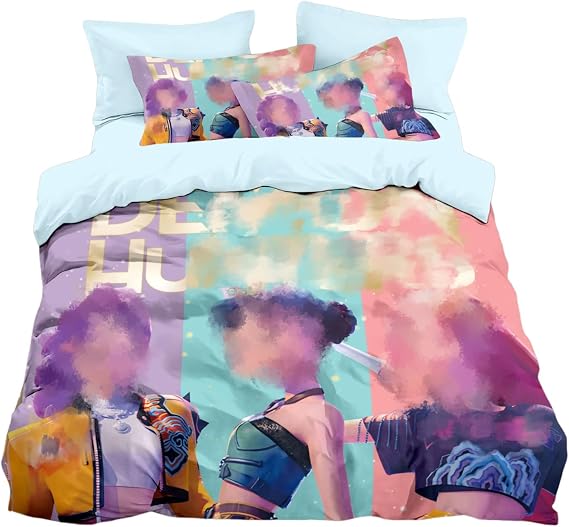 3 PCS Single Bedding Set Duvet Cover & Pillowcases, Soft Microfiber Anime Quilt Cover Set, Warm Breathable Bedding for Kids Teens Adults, Ideal for Home Single Bed Dorm Guest Room(135x200cm)
