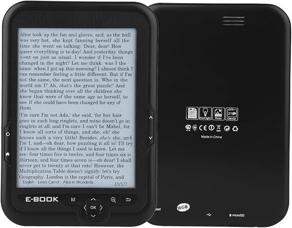 Electronic Book Reader, EBook EInk 6 Inch Ereader 600 X 800 Resolution Kindle Paperwhite 2023 Portable EBook Readers Display 300DPI Blue Cover Black 4G Reader Case for (Black)