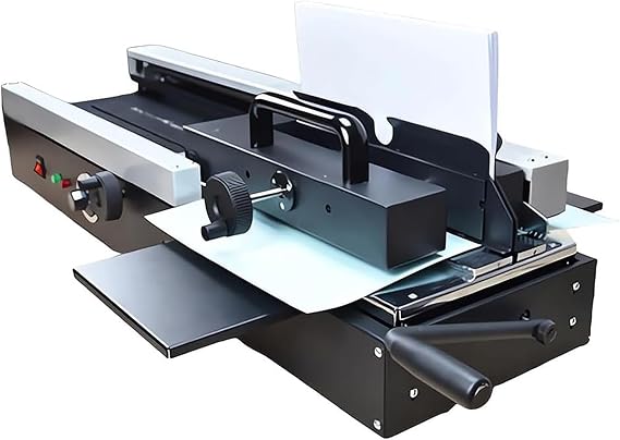 1200W Hot Glue Book Binding Machine, A4 Book Desktop Binding Machine, Hot Melt Glue Book Paper Binder with Milling Cutter Rubber Wheel, 200pcs/H Wireless Hot Melt Glue Paper Binder