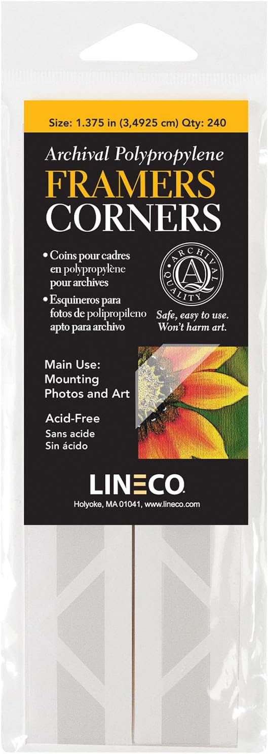 Lineco Archival Polypropylene Framers Corners, 1.375 Inches, 240 PCS