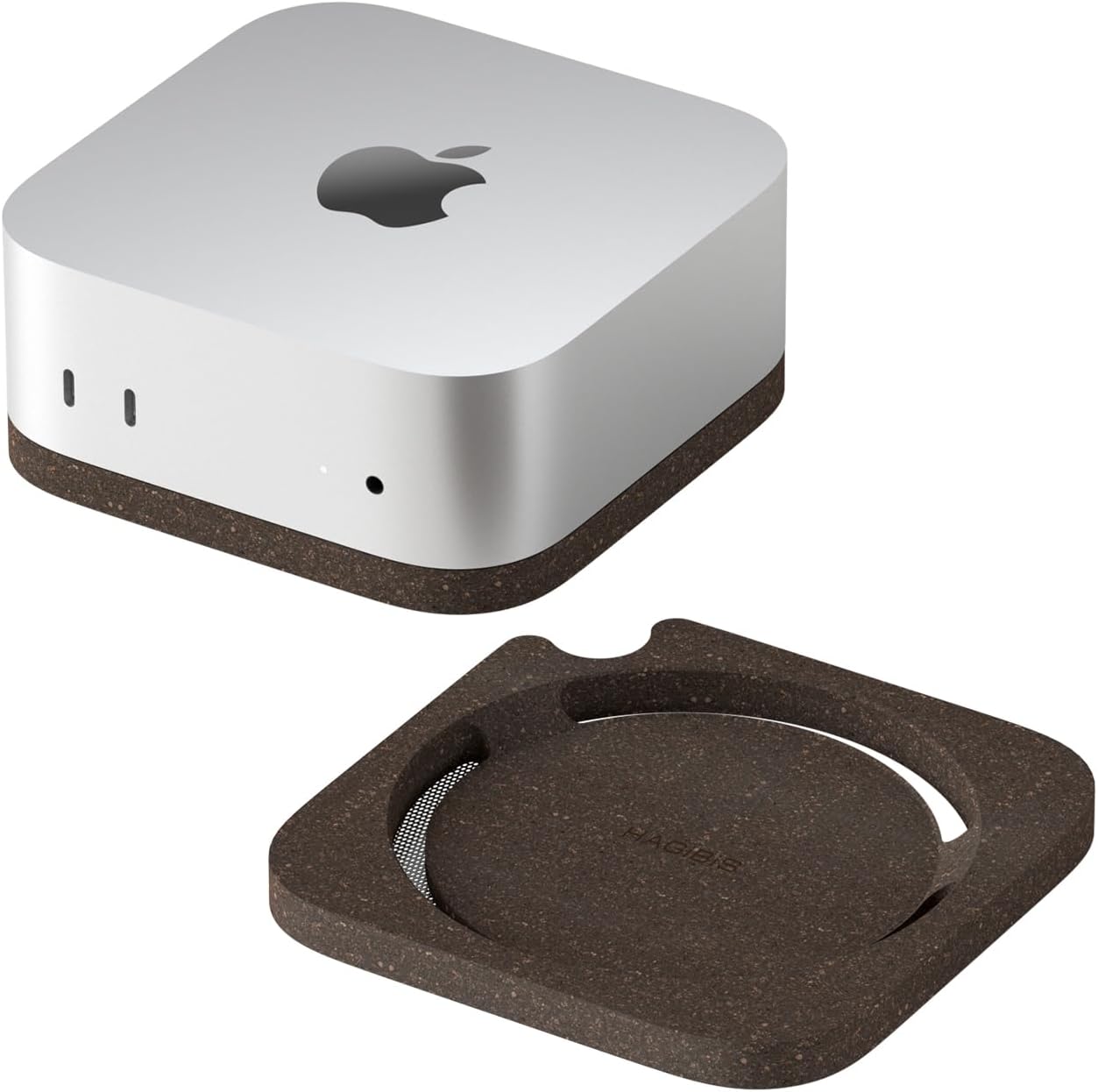 Hagibis Mac mini M4 Stand, Carbonized Cork Desktop Stand Dustproof Laptop Holder Environmentally Friendly Cooling Heat Disspation Mount for Mac mini M4 Pro 2024 ZM10 Carbonized Cork