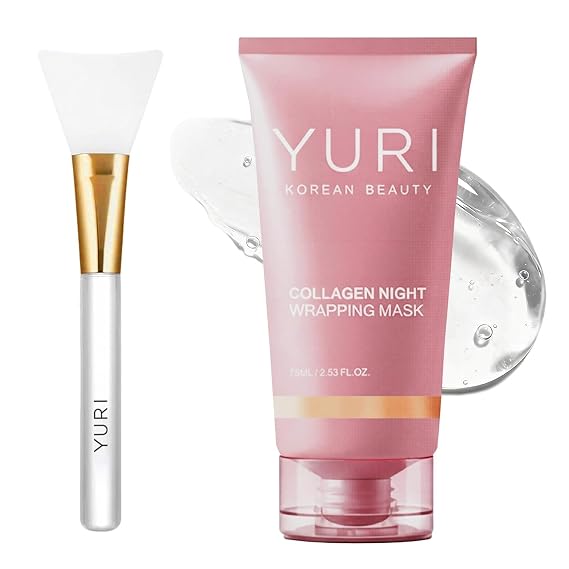 Official YURI Collagen Overnight Wrapping Peel Off Face Mask, Overnight Collagen Face Mask Easy Peel Off Facial Mask Skin Care Night Mask, Reduce Fine Lines Dullness, Anti-Aging Skin Car