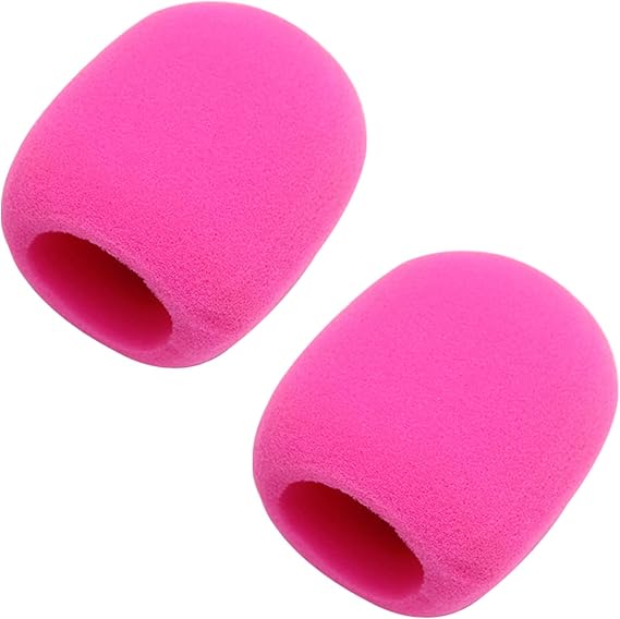 Microphone Cover Foam Mic Cover Handheld Stage Microphone Windscreen,Pink 2Pcs