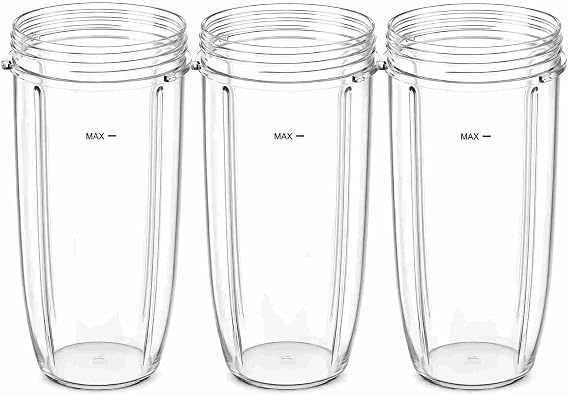 3-Pack 32oz Replacement Cups for Single Serve Blender, Large Capacity Blender Cups Compatible with NutriBullet 600W 900W Series, Thick & Durable