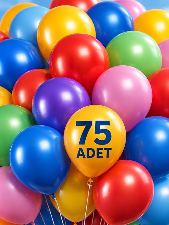 Renkli Balon 75 Li Karışık Renk Parti Doğum Günü Kutlama Özel Günler