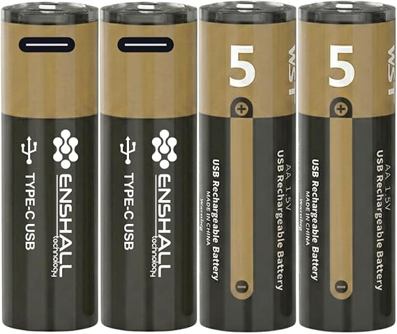 4X ADET AA Type-c Şarj Edilebilir Kalem Pil 1.5V 3200mWh Kapasiteli Lityum-ion Saat Pili