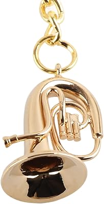 Brass Tuba Key Chain, Miniature Golden Musical Instrument Key Chains, Musical Instrument Ornament for Graduation Birthday Music Lover Gifts