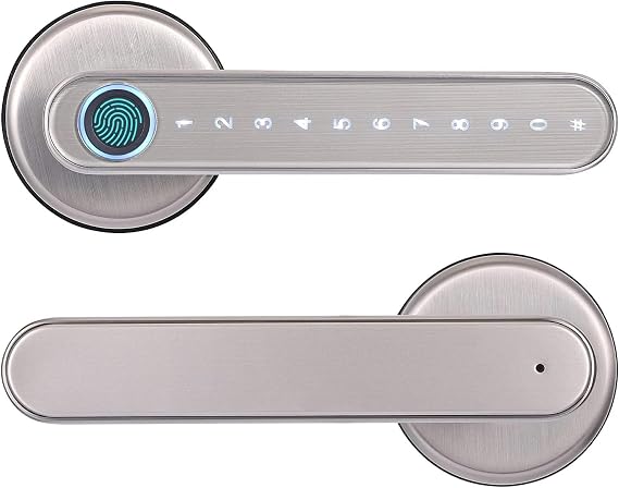 Bluetooth Biometric Fingerprint Lock Key Gold Color APP Digital Smart Door Lock Electronic Handle Lock(Silver)