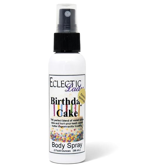 Eclectic Lady Birthday Cake Body Spray, Double Strength, 2 ounces, Body Mist