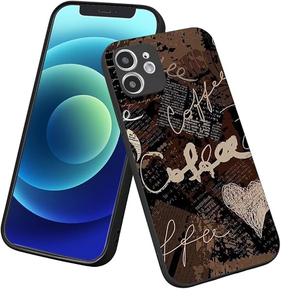 iPhone 16 Pro Max用コーヒーケース、ブラウンコーヒーパターンプリントデザイン女の子女性ソフトTPUバンパーケースカバー iPhone 16 Pro Max用 6.9インチ