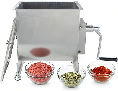 CLIVIA Manual Meat Mixer, 60 Pound Meat Mixer for Sausage, 60lbs 30L Capacity Tank Sausage Mixer, Stainless Steel Food Processing Equipment with Lid for Meat, Sausage, Vegetable, Burger, Dumplings