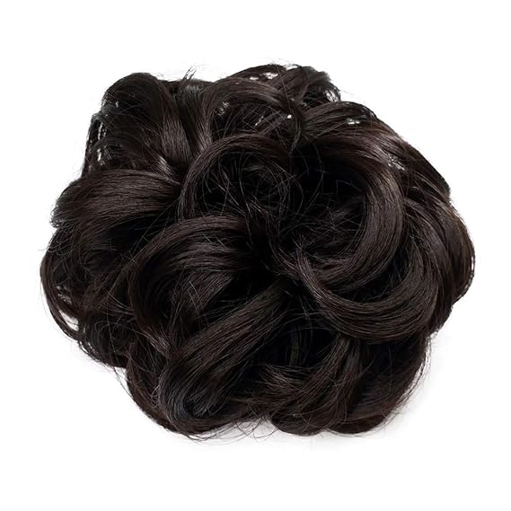 Women Messy Curly Synthetic Hair Bun Scrunchies Elastic Ponytail Hair Extensions Black Brown