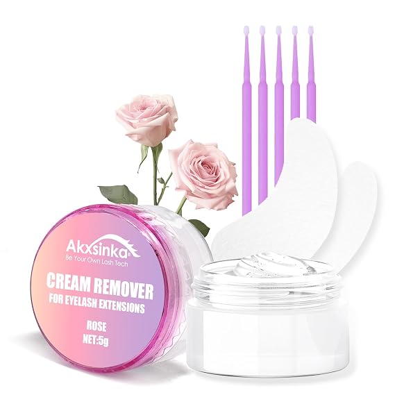 Cream Eyelash Extension Remover, Professional Lash remover for Cluster Lashes, 5g*2 Low Irritation Eyelash Glue Remover Lash Tech Supplies for DIY or Salon Use Rose