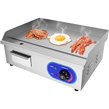 TAIMIKO Electric Griddle Commercial Counter Top Stainless Steel Hot Plate Kitchen Grill 3KW Fried Pans Burger Bacon Egg Fryer Barbeque Full Flat
