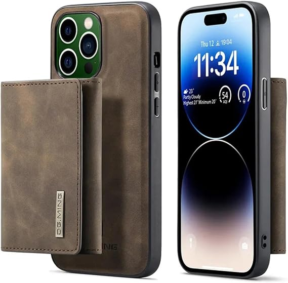 Apple Iphone 15 Pro Max Uyumlu Deri (suni) Manyetik Ayrılabilen Cüzdanlı Arka Kapak Kılıf (Koyu Kahverengi)