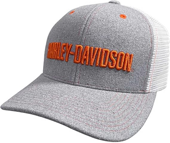 Harley-Davidson Men's Simple Contrast Snapback Colorblocked Mesh Trucker Hat Gray