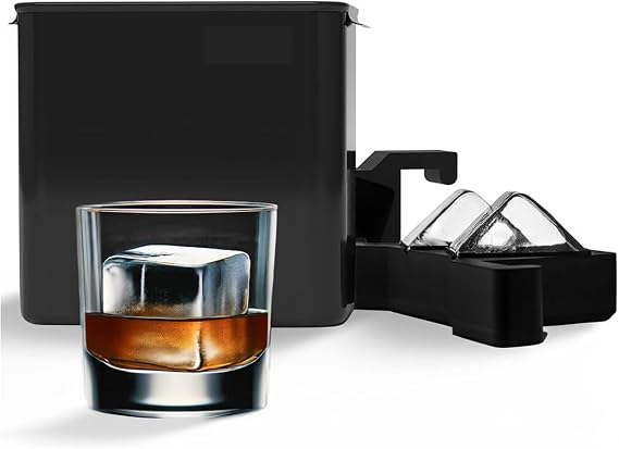 Crystal Clear Square Cube Crystal Ice Maker - Black 2 Mold