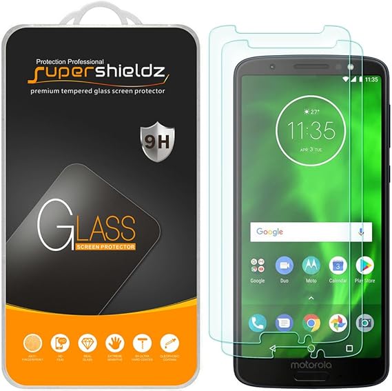 Supershieldz (2 Pack) Designed for Motorola Moto G6 Tempered Glass Screen Protector, Anti Scratch, Bubble Free
