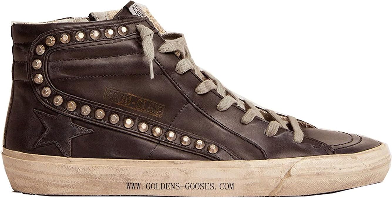 Golden Goose Slide Leather Upper with Studs Mens Distressed Sneakers