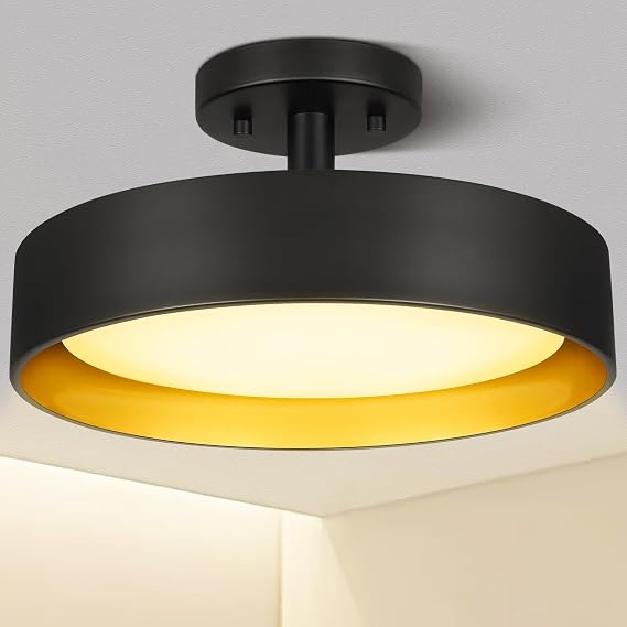 SunRider Semi Flush Mount LED Ceiling Light 3000K, 12 Inch 25W Dimmable