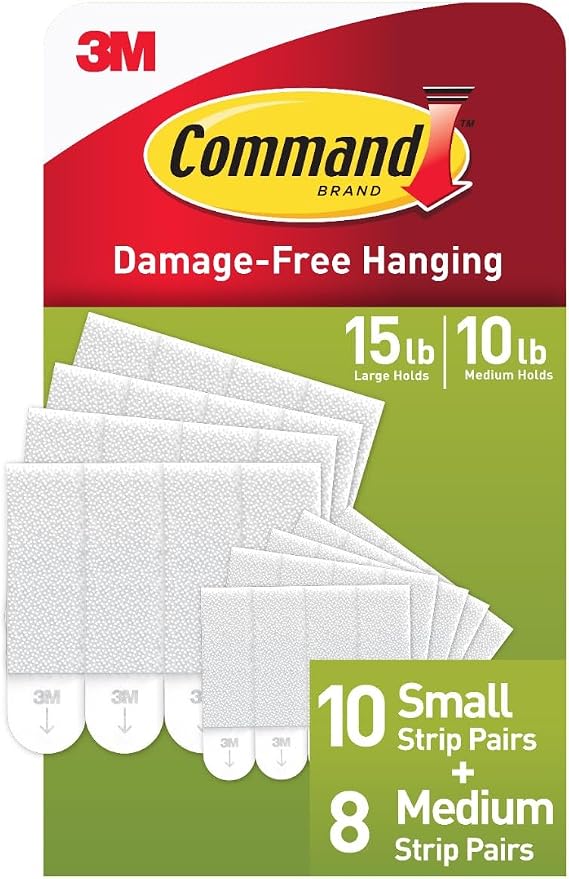 Command 10 & 5 lb Assorted Picture Hanging Strips, 18 Pairs (36 Strips)