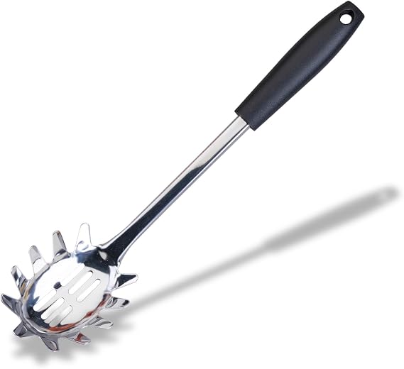 Fackelmann Initial Spaghetti Spoon, Stainless Steel with Plastic Handle
