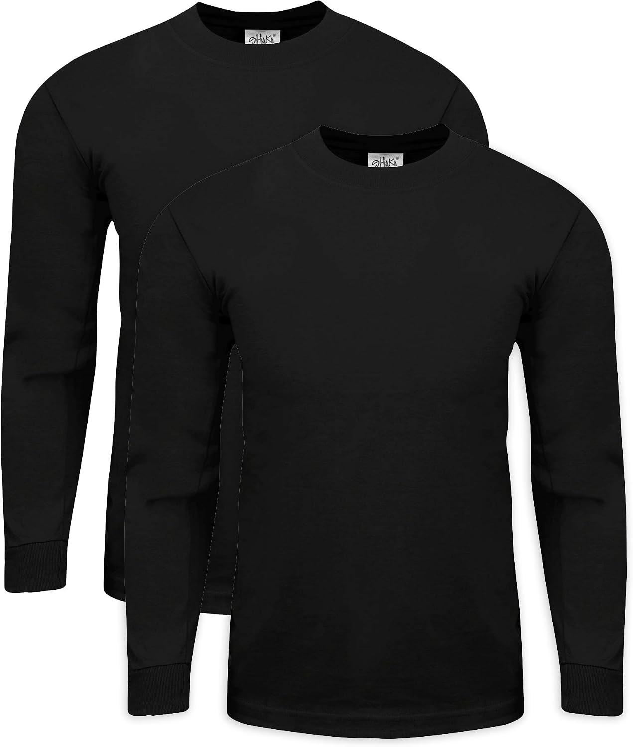 Shaka Wear Mens Cotton T-Shirt – Max Heavyweight 7 Ounce Long Sleeve Crew Neck Plain Tee Top Tshirts Regular Big Tall Size