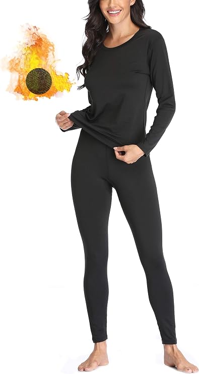 Thermal Underwear for Women Long Johns Set Fleece Lined Winter Cold Weather