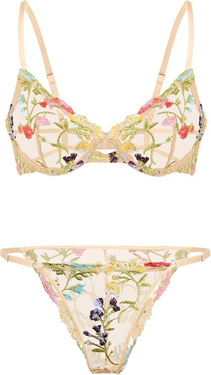 Lilosy Sexy Lingerie Set 2 Piece Women Push Up Bra and Panty 3XS-5XL