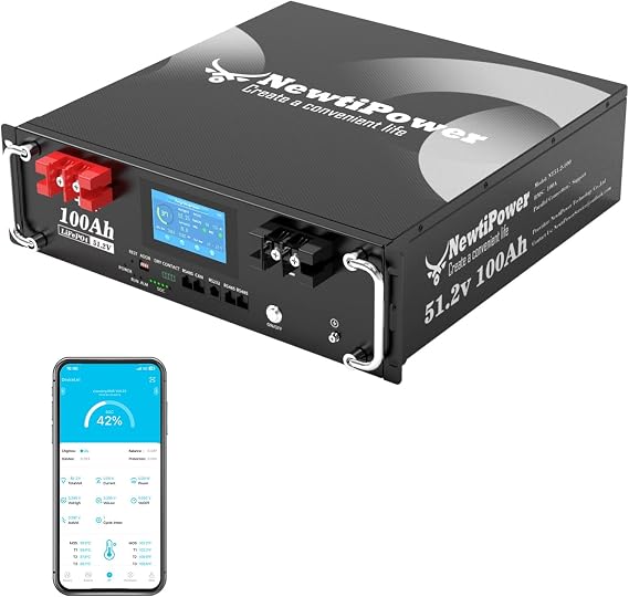 48V 100Ah 3U 10.2KW Server Rack Lithium LiFePO4 Battery with 10.2KWMonitor&100A BMS Grade A Cells, Supports CAN/RS232/RS485,10000+ Cycles,Perfect for RV,Home Storage,Solar Power System