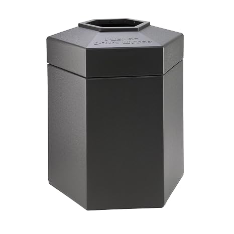 Commercial Zone Products PolyTec Series Hexagon Trash Can, Charcoal, 45 Gal. (737224)