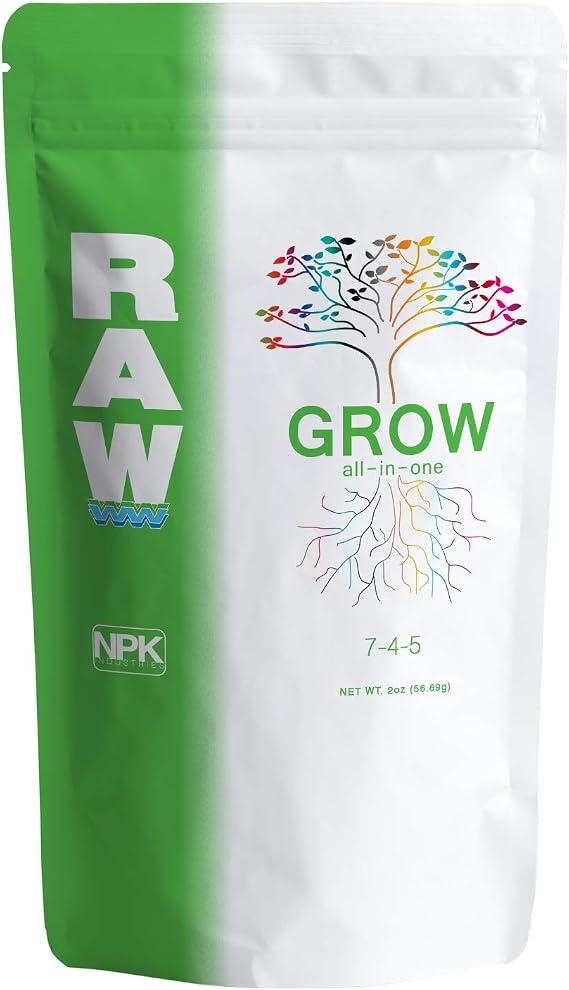 RAW All in One Grow Fertilizer - Water Soluble Plant Food for Soil, 2 oz