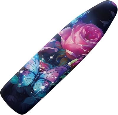 Butterfly Rose Ironing Board Cover Universal Stretchy Stain Reisstant Cover for Ironing Board with Adjustable Straps Ironing Board Accessories
