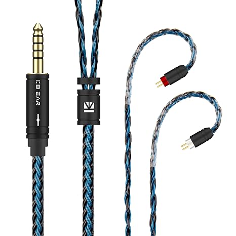 2M Long In Ear Monitor Earphone Cable,KBEAR ST16 PLUS Headphone,16 Cores 5N Single Crystal Copper Silver-plated Upgrade Wire for AS10 ZS10 Pro AS16 ZSN PRO (2 Pin 4.4mm Audio Jack, Black-Blue)...