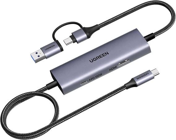 UGREEN 2K@30Hz USB 3.0 Video Capture Card with 100W PD for Streaming Gaming