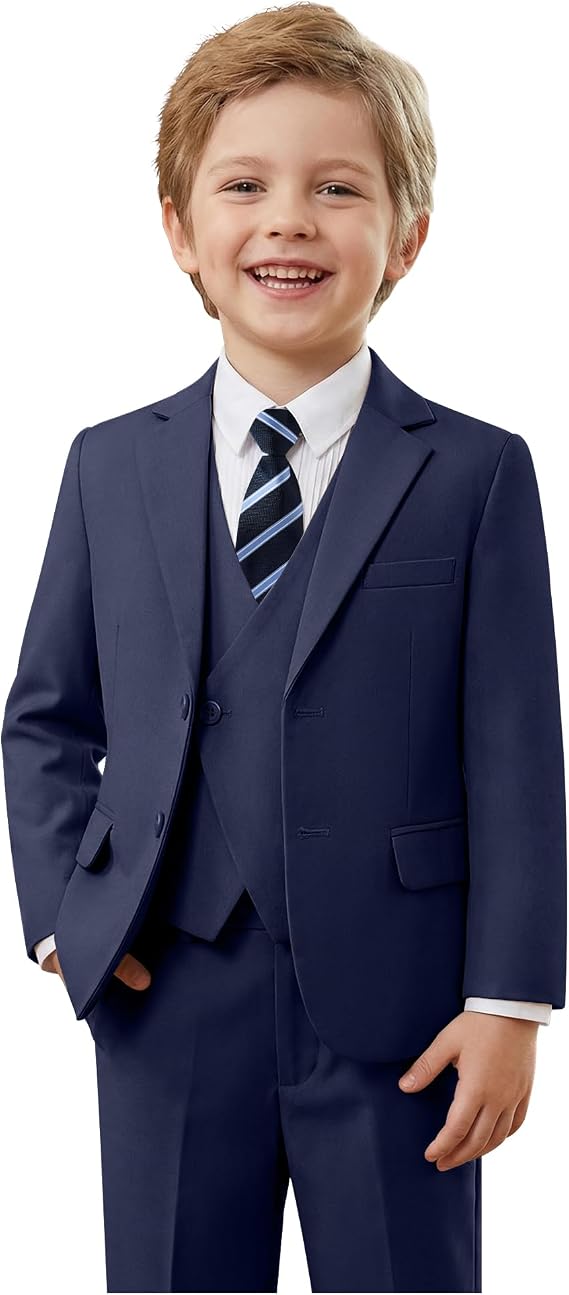 Boys 5 Piece Suit Kids Double Breasted Tuxedo Suits for Boy