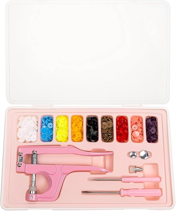 LBTEE Plastic Snap Fastener Kit with Plier, Pink