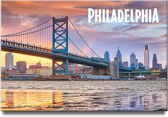 Philadelphia Fridge Magnet Benjamin Franklin Bridge Pennsylvania Travel Souvenir