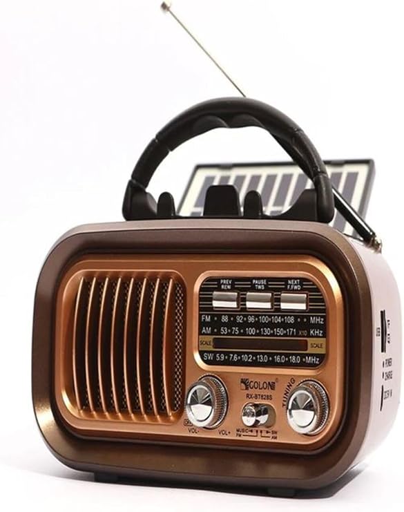 Nostaljik Görünümlü Solar Panelden Şarj Olabilen Telefon Standlı FM Radyo Bluetooth Hoparlör